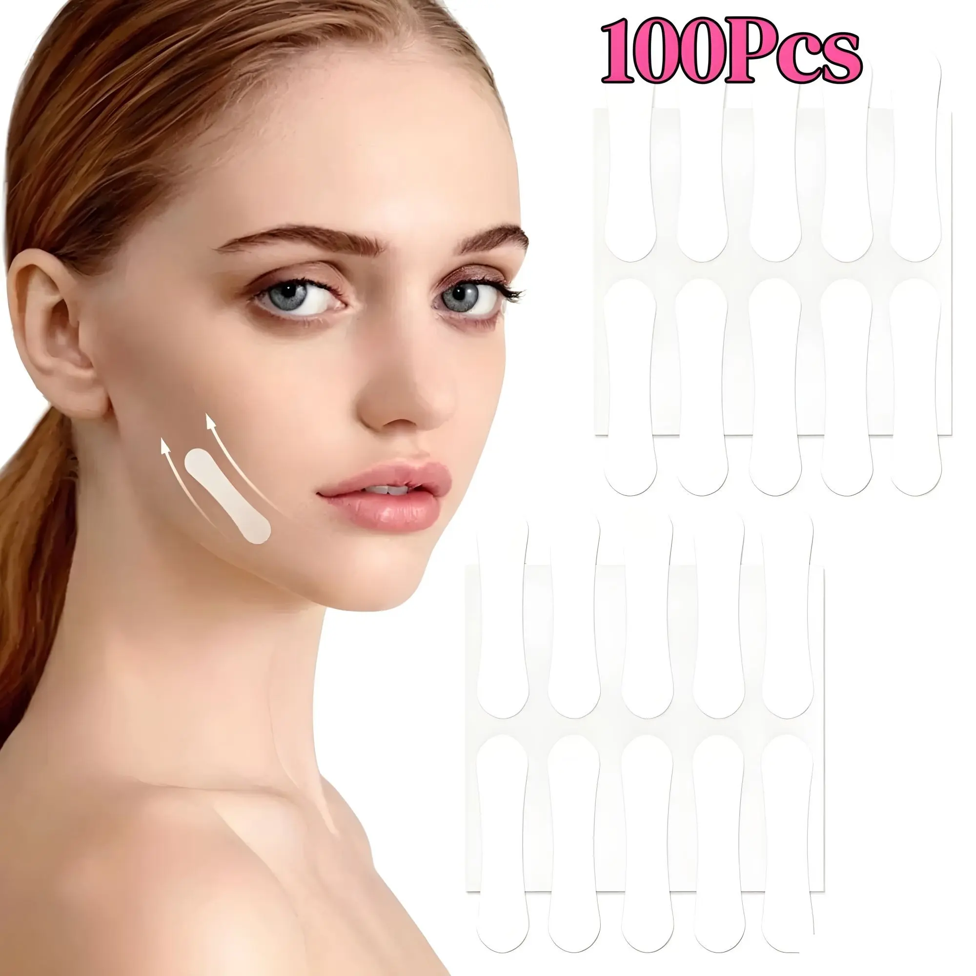 100pcs Invisible Transparent Facial Lifting Tape, V Line Invisible Facial Patches, V-Shaped Face Lift Stickers, Skin Tightening Tool for Women, Christmas Essential, Facial Care Tools