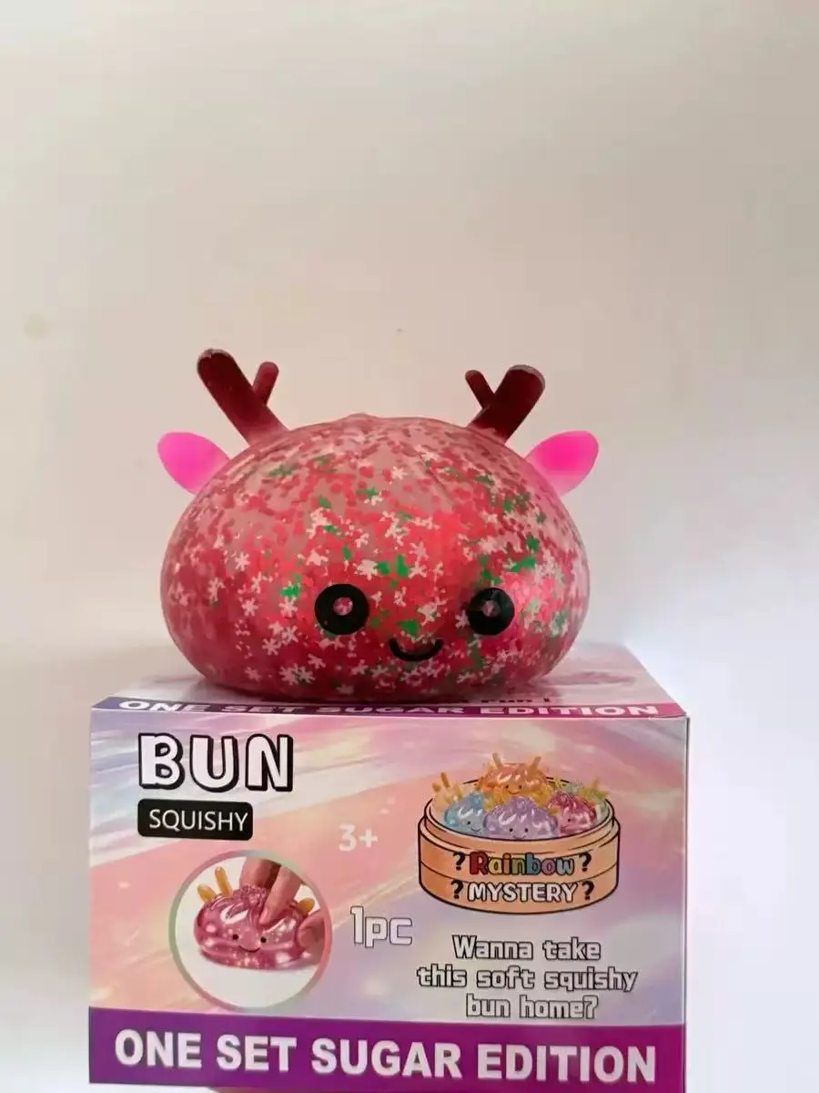 Viral Deer Antler Glitter Bun Squishy Oddly Satisfying Fidget Toy