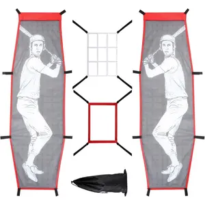4 count Baseball Pitching Net Set - Baseball Softball Pitching Target Dummy Batter   with Adjustable 9 Hole Pitching Net Strike Zone, Portable Hitting Trainer for Improve Hitting Accuracy