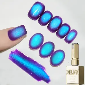 1PC 15ML M171 Blueberry Cat's Eye Magnetic Gel Nail Polish - Holographic LED Soak-Off Gel, Alcohol-Free Salon DIY Nail Art For Women, Shimmering Reflective Design, Salon Nail Art Shimmering Finish Cateye Design Gelpolishset Glitter Manicure Cosmetic