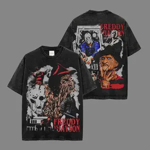 Evil Freddy Krueger vs. Jason Voorhees , A Nightmare on Elm Street Merch Friday The 13th Merch, 80s Horror T-shirt, Slasher Movie Apparel For Fans