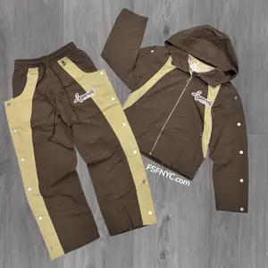 Prevail- LP Windbreaker  Zip Jacket Set - Brown/Cream