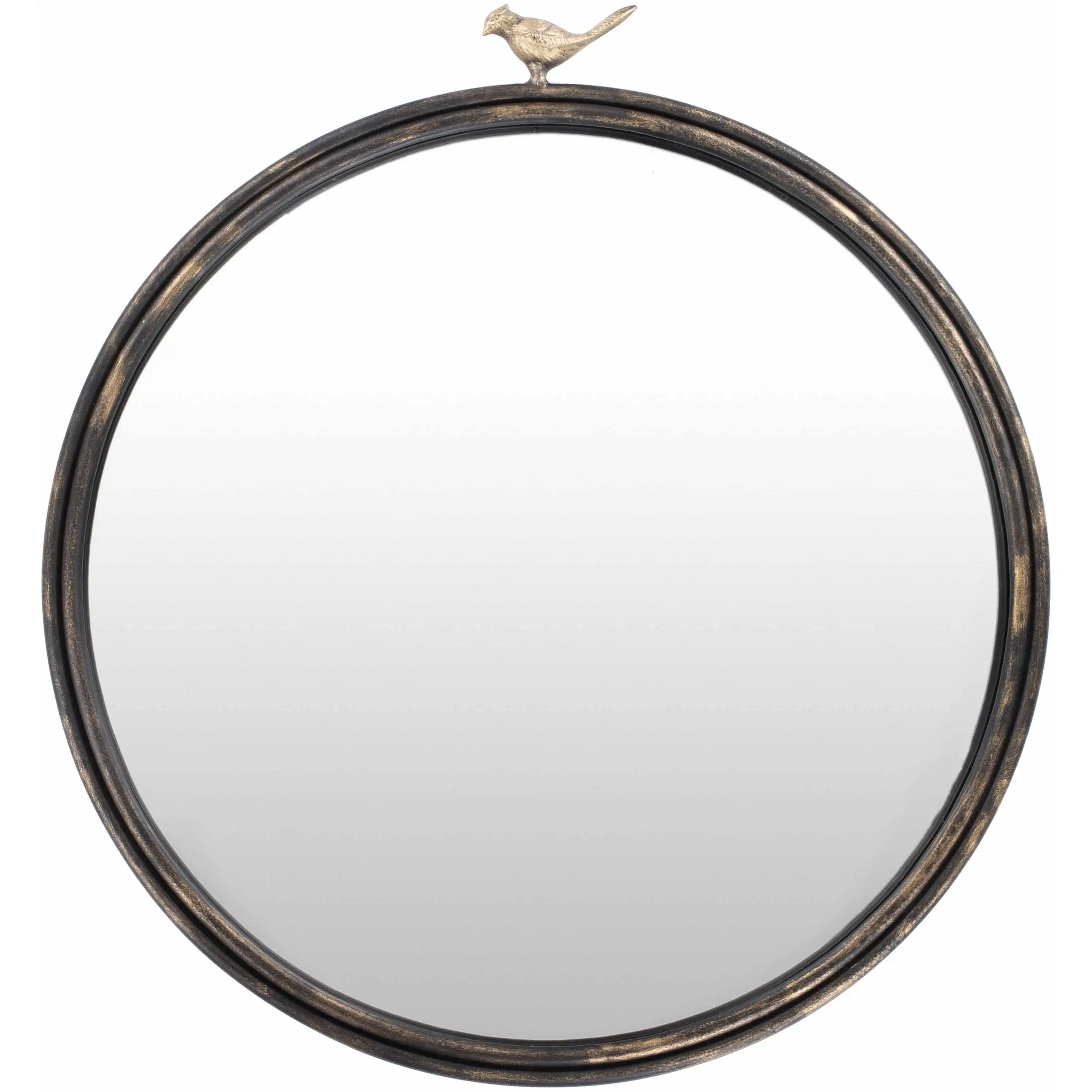 Loughlinstown Gold-Frame Circular Wall Mirror - Decorative Mirror for Bedroom Room Decor Accent