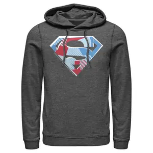 Men's Superman Logo Geometric Pull Over Hoodie