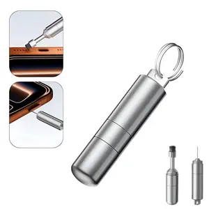 SIM Card Removal Tool with Cleaning Brush – 2-in-1 EDC Keychain Tool for Phone and Earbud Cleaning, Portable SIM Ejector Pin & Card Cleaning Kit