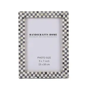 Photo Frame Checked Black & White 5x7 Inch