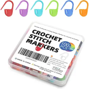 100 count Crochet Stitch Markers by  - Locking Stitch Markers with Storage Case, Plastic Safety Pins for Knitting & Crochet, Colorful Yarn Accessories for Crochet Tools & Supplies