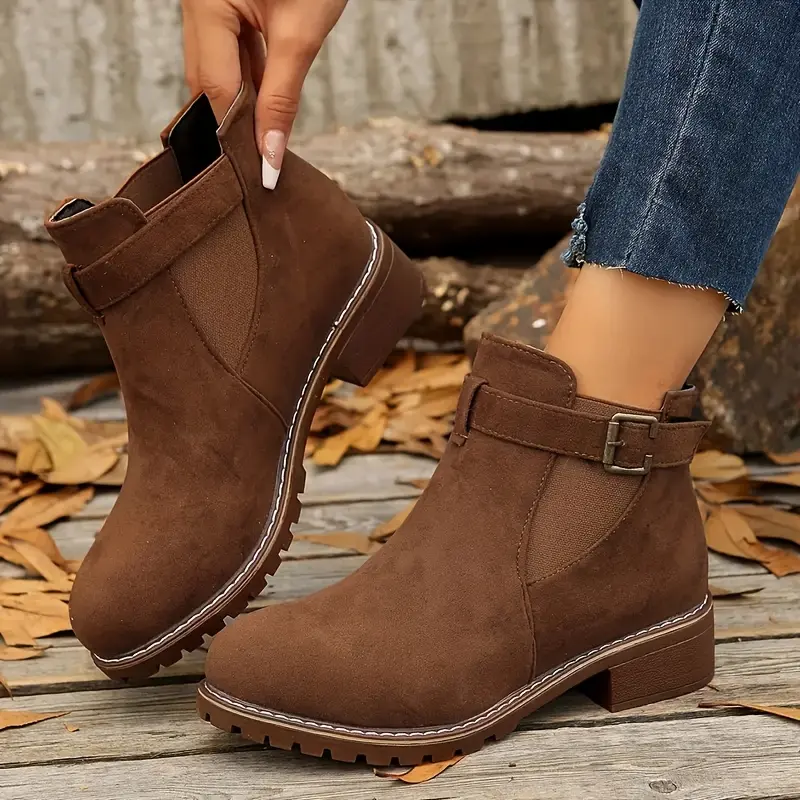 Women's 2026 Mid-Heel Ankle Booties Shoe - Soft Upper Footwear, TPU Sole, Plain Toe, Hook Closure, Everyday Casual Wear Short Boots (Sports & Outdoor Accessories)
