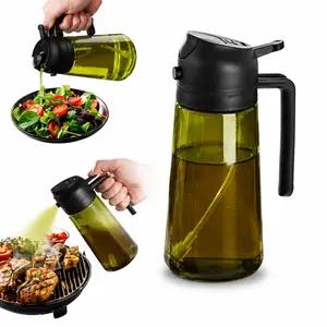 16oz/470ml Black Olive Oil Dispenser Bottle, Kitchen & Air Fryer Accessory, Cooking Oil Sprayer with Stickers