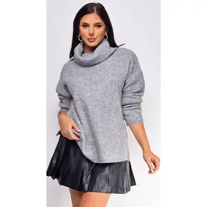 Melvina Gray Turtleneck Sweater Top