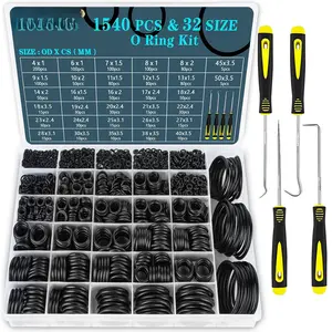 32 Size 1540 count Rubber O Rings  Kit with Pick and Hook Set for  Faucet Plumbing  Washer Automotive Repair,Air or Gas Sealing Connections O Ring OD:4mm-50mm