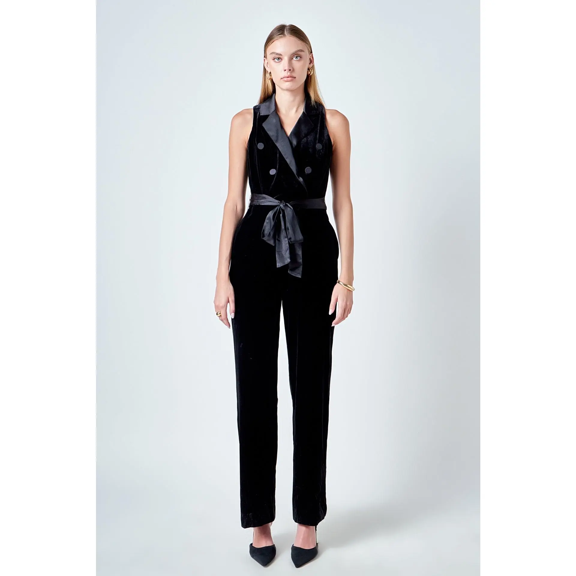 Sleeveless Velvet Jumpsuit