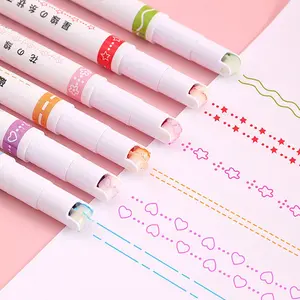 Creative 6 Color Hand Account Flower Edge Pen Wave Flower Shape Fluorescent Pen DIY Contour Curve Pen Student Highlight Marker Pen