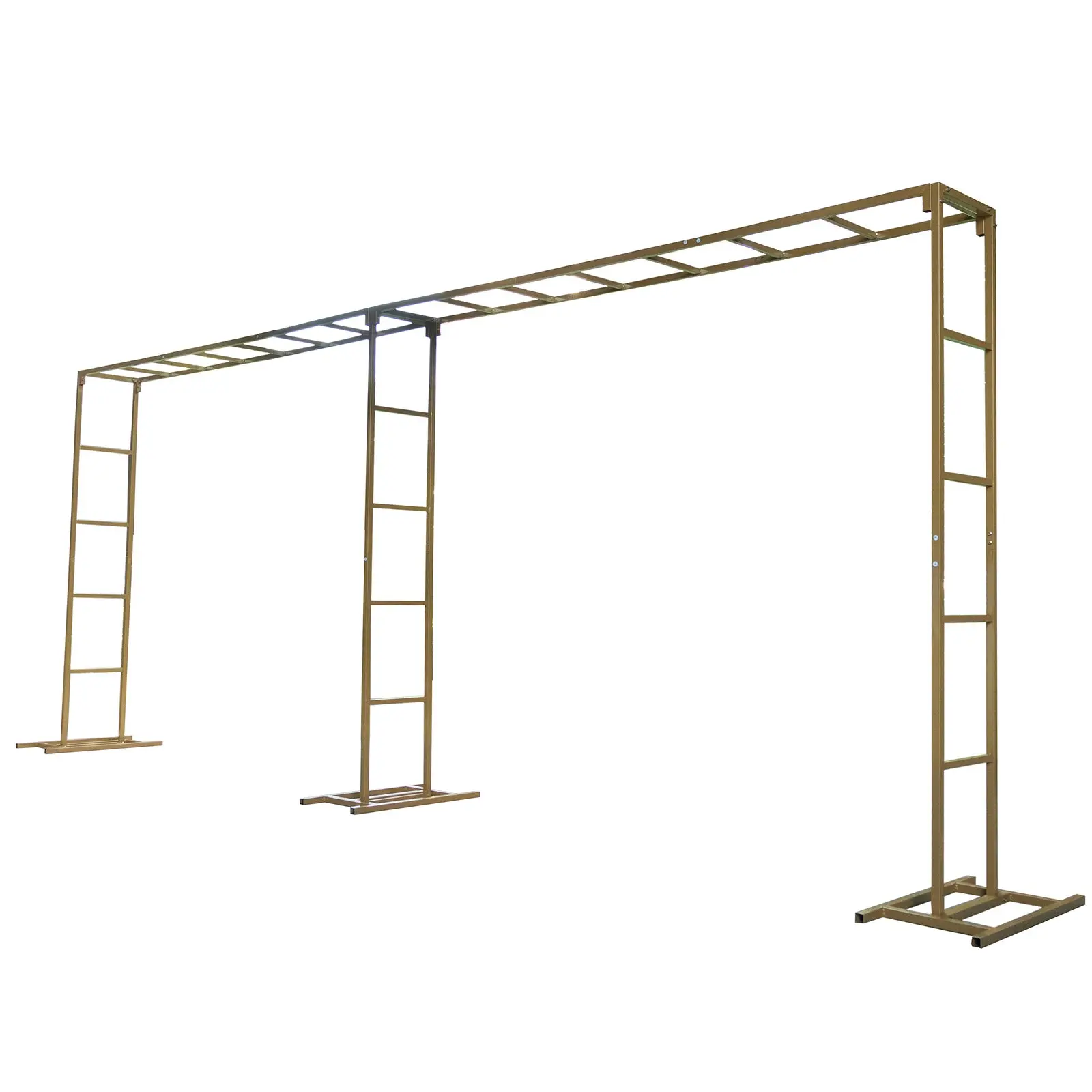 Gold Rectangular Arbor - Freestanding 6ft High Over-the-Table Stand, Double-Frame Backdrop Stand for Floral Balloon Decor, Baby Showers, Birthdays, Anniversaries - 6ftx16ft