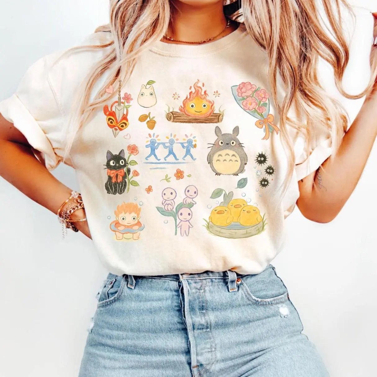 Vintage Studio Ghibli Inspired Shirt, Spirited Away Shirt, Hayao Miyazaki, Howls Moving Castle, Calcifer, Anime Fan Shirt