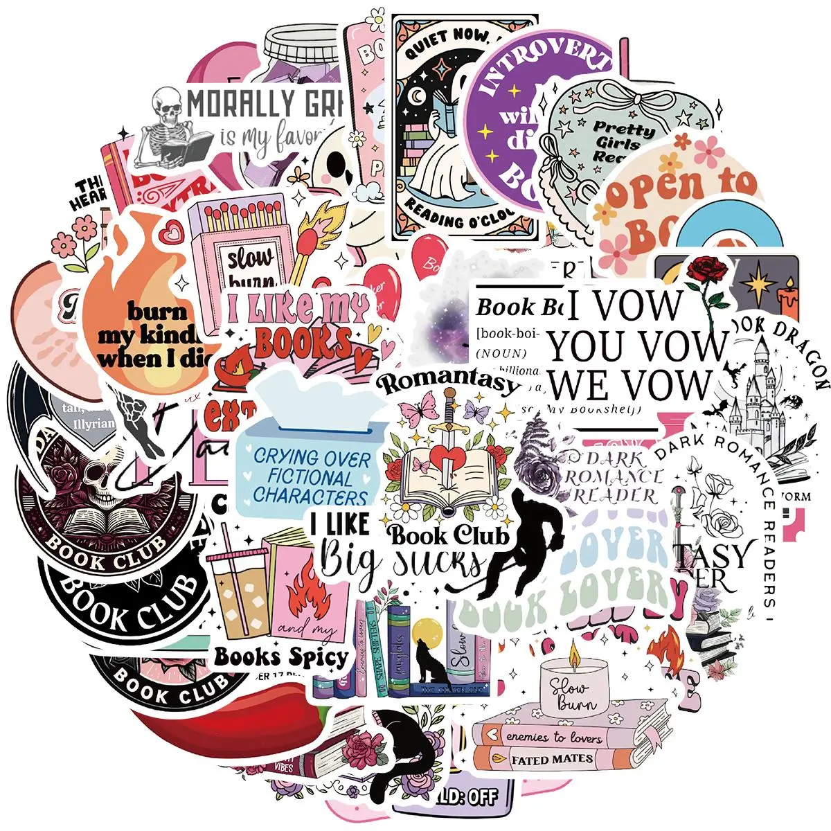 Book Sticker, 50pcs/set Bookish Reading Sticker, Book Lover Clear Case Sticker, Gifts Accessories for Teens Adults, Decor