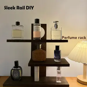 3-Layer Rustic Wooden Perfume Organizer - Decorative Tiered Display Shelf for Vanity, Desk, Aesthetic Storage Rack for Perfumes, Makeup, Ideal Gift