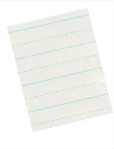 School Smart 085359 Ruled Pages Paper, 11x8.5 in. Alternate Ruling Long Way, 0.5 in. Ruling-0.25 in. Broken Line, White, for Grade 3, 500-Pack Office Stationery