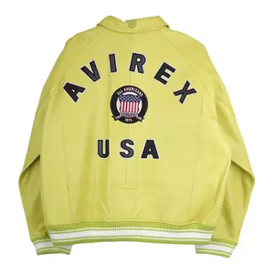 Avirex Icon Logo Leather Jacket Limeade Multi