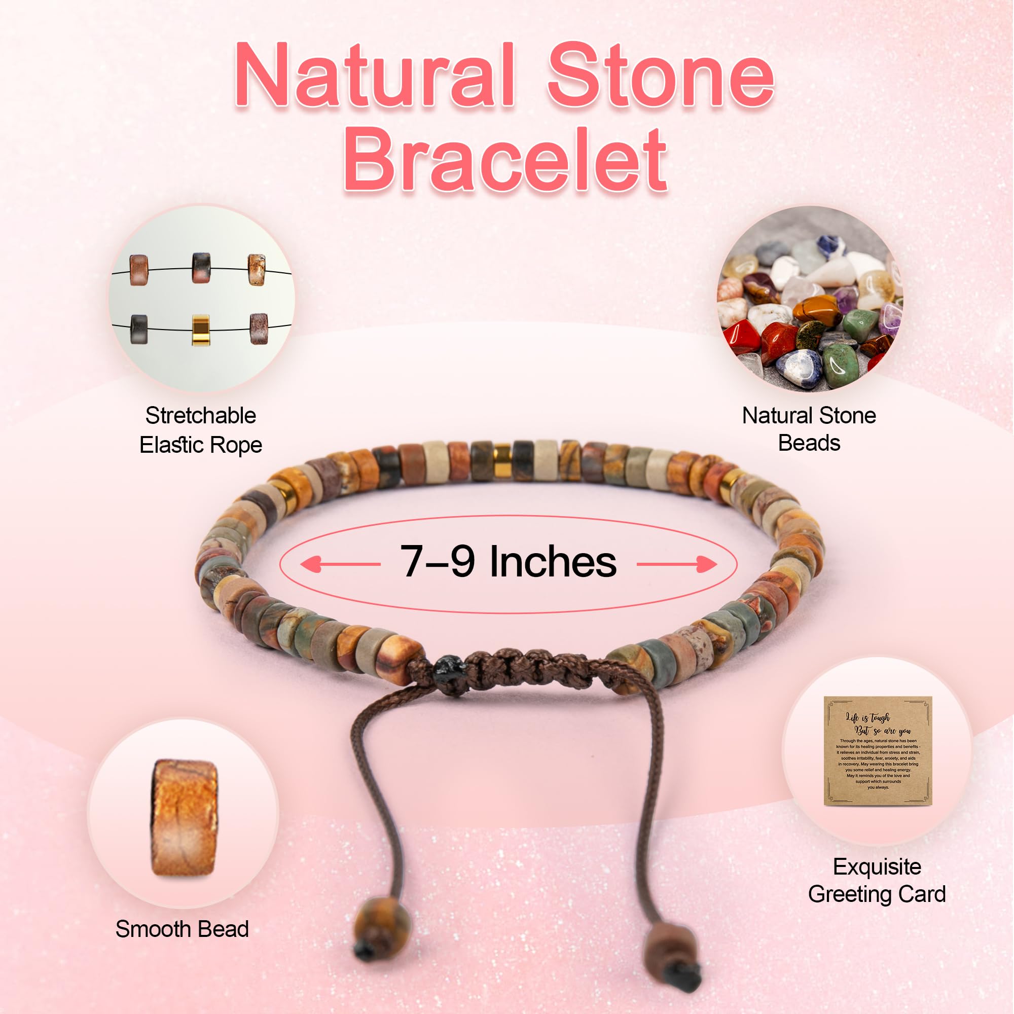 Milestone Birthday Stone Bracelet for Women Elegant 30th 40th 50th Birthday Gift Natural Crystal Celebration Amulet for Mom Sister Best Friend