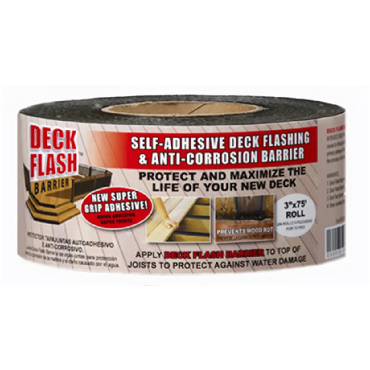 Cofair Products DFB375 3 in. x 75 ft. Deck Flash Barrier with Stick-On Multipurpose Adhesives, Waterproof, Self-Sealing, Rot-Preventing