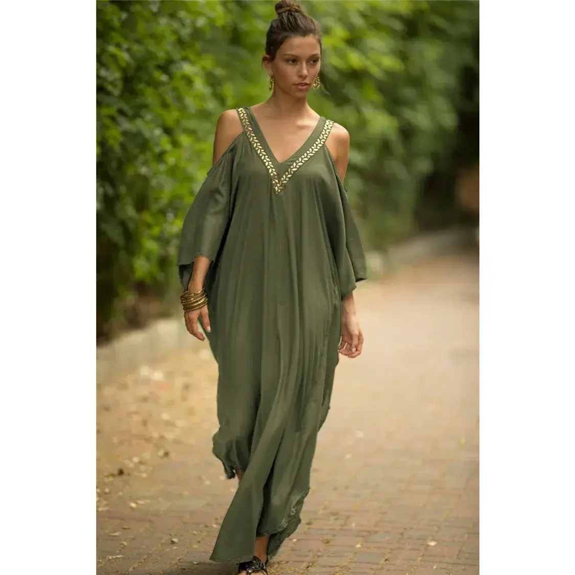 Turkish Cold Shoulder Kaftan