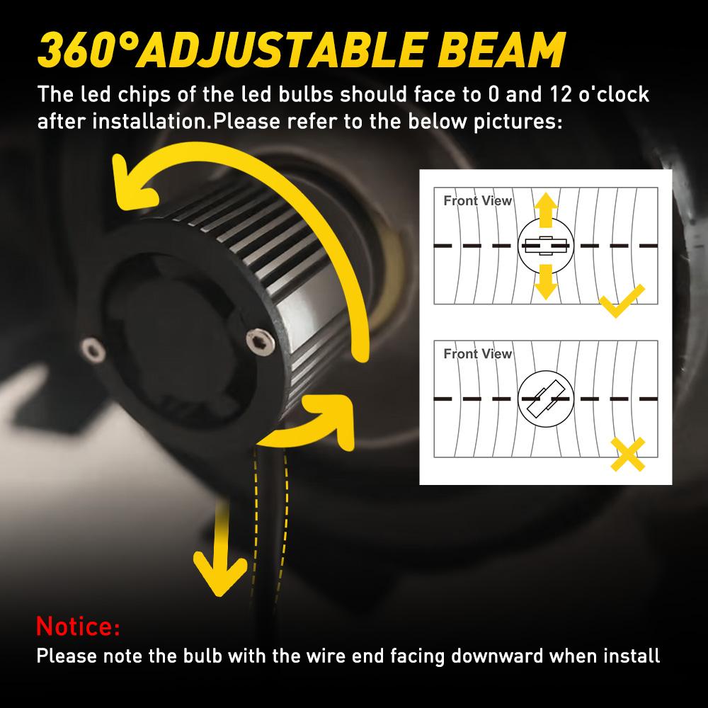 AUXITO 2026 Upgraded 50000LM LED Headlight Bulb ,Fog Lights,with Cooling Fan,H11 9005 9006 9007 H4 H7 H13 9012 D1S D2S D3S D4S D5S,Canbus Ready,Error-free,Adjustable Beam, Plug-and-Play ,Pack of 2