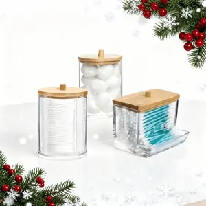 3-Pack Swab Holder, Transparent Storage Box with Lid, Acrylic Organizer, Desktop Organizer Bins, for Bathroom, Kitchen, Office, Desktop Dustproof Storage Container for Organizing Hair Ties, Makeup Pads, Swabs, Dental Floss