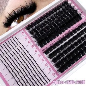 Spikes+160D+200D Lash Clusters, 230pcs Individual Lash Bundles, 5D Effect, Reusable, Volume Style, Fluffy Eyelash Clusters, Mixed Lengths, DIY Eyelash Extensions