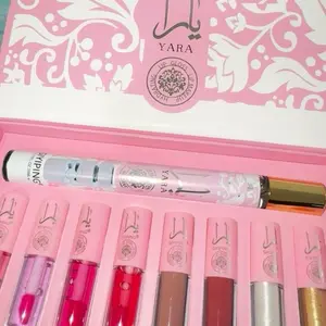 Flawless Face Perfume Makeup Box with Lipgloss Junkie Makeup Collection in Pink and Gold Packaging Lip Gloss Set Long-Lasting Transfer-Proof Lip Gloss Set Lip Glaze Set Sparkling Non-Stick Waterproof Glass