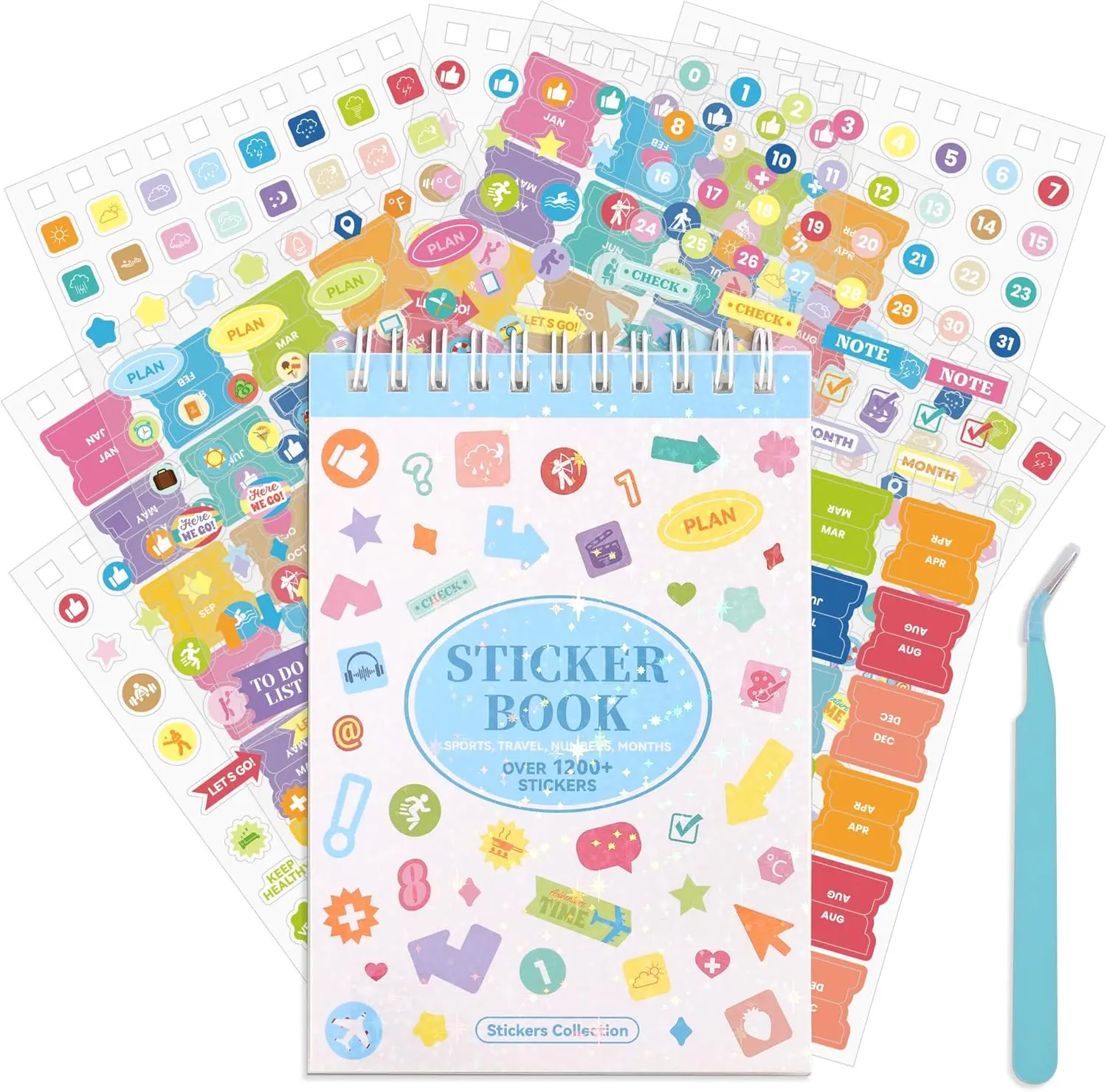 1200+ Monthly Planner Stickers for Women & Men -bible study and  Aesthetic Happy Planner Accessories Enhance and Streamline Your Planner, Journal and Calendar, PET Material Bullet Journal Sticker Book for Daily Life