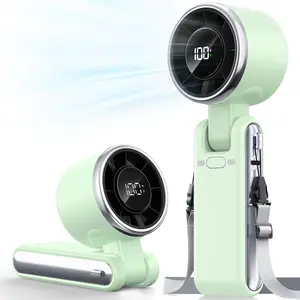 Upgraded Portable Handheld Fan with 60°F Ice Cooling, Up tp 12Hrs Hand Held Portables Fans, 5 Speed 13550RPM Powerful Portable Fan Handheld, Hand/Neck/Desk Fan 3 IN 1(Green)
