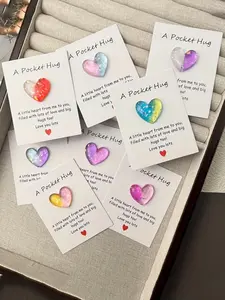 8pcs Love-shaped Pocket Hug Gift Set With Encouragement Card, Holding Heart-shaped Resin Jewelry, Encouragement Souvenir Gift-Intimate Souvenirs Suitable For Family, Friends And Loved Ones, Birthday Gifts, Birthday Gifts, Holiday Party Gifts