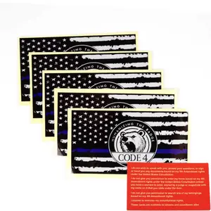 Thin Blue Line CODE 4 Decal | "Humanizing the Badge" Police Support Bumper Sticker for Car & Truck Decor (Free Red Card Included)