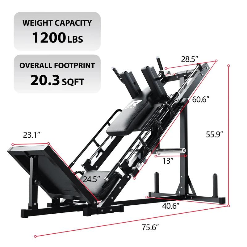 RITFIT BLP01 Pink Leg Press Hack Squat Machine with Linear Bearing, Pink Fitness Trainer, Professional Adjustable Design for Full Lower Body Workout Strength Training Equipment Multifunctional Home Gym