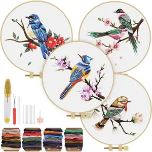 Embroidery Kit for Adults,  and Bird Embroidery Practice Kits for Beginners Adults Include Embroidery Cloth Hoops Threads for Craft Lover Hand Stitch