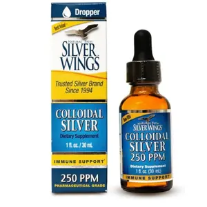 Natural Path Silver Wings Colloidal Silver Liquid - Enhanced Immune Support Supplement - 250ppm (1250mcg) - 1oz Dropper