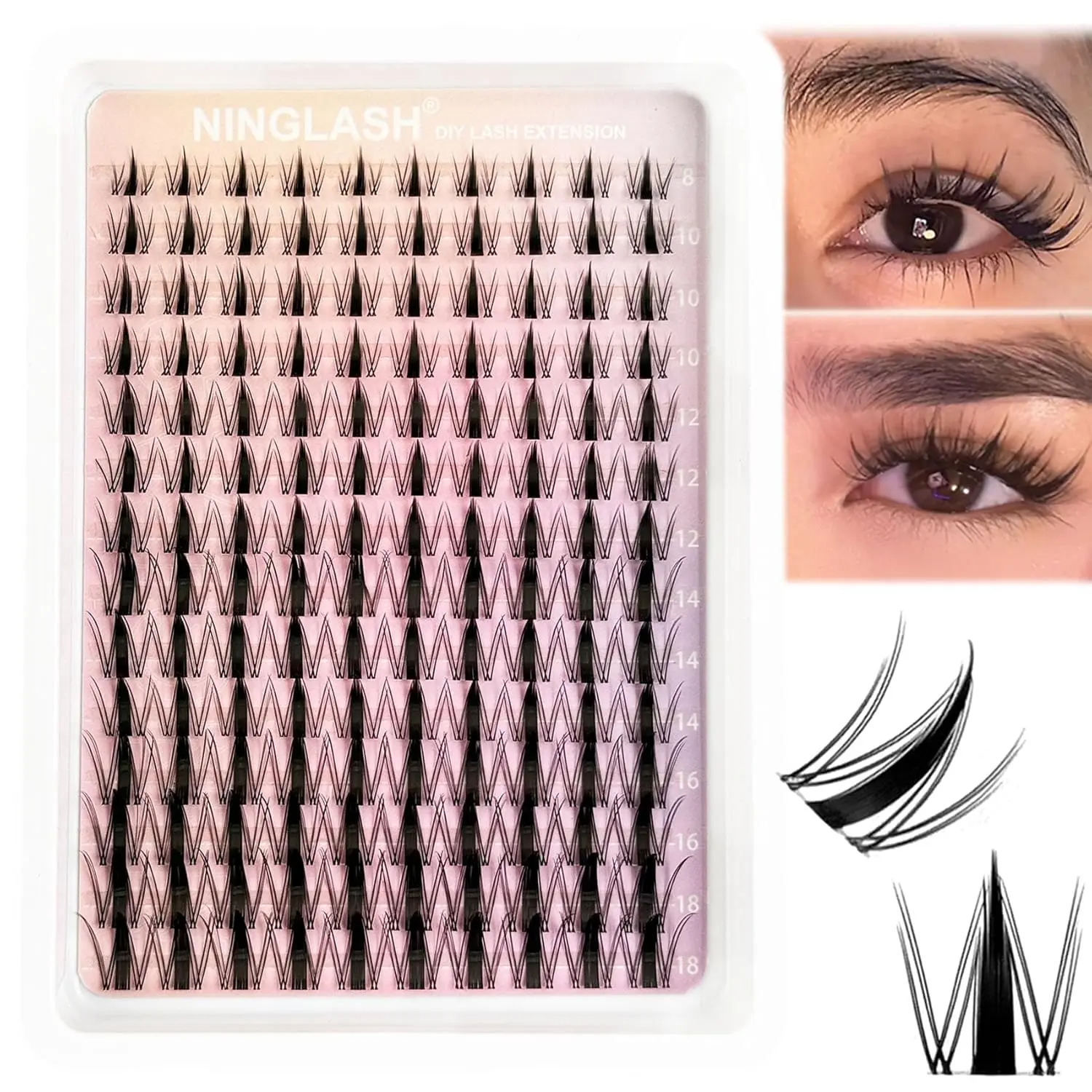 140Pcs Fairy Manga Lash Clusters, Wispy C Curl Individual Eyelash Extensions, Natural Wet Look Diy Cluster Lashes, Mixed Length 8–18Mm