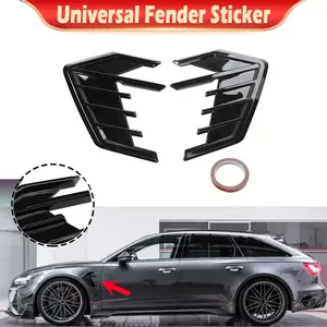 Universal Car Side Fender Vent Stickers - Glossy Black & Carbon Fiber Style Exterior Decor for SUVs, Car Accessories