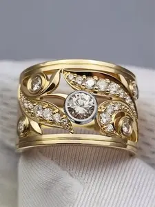 1 PC Glamorous Cubic Zirconia Double Layered Ring For Women For Wedding Engagement Anniversary Party Jewelry Valentine's Day Gift