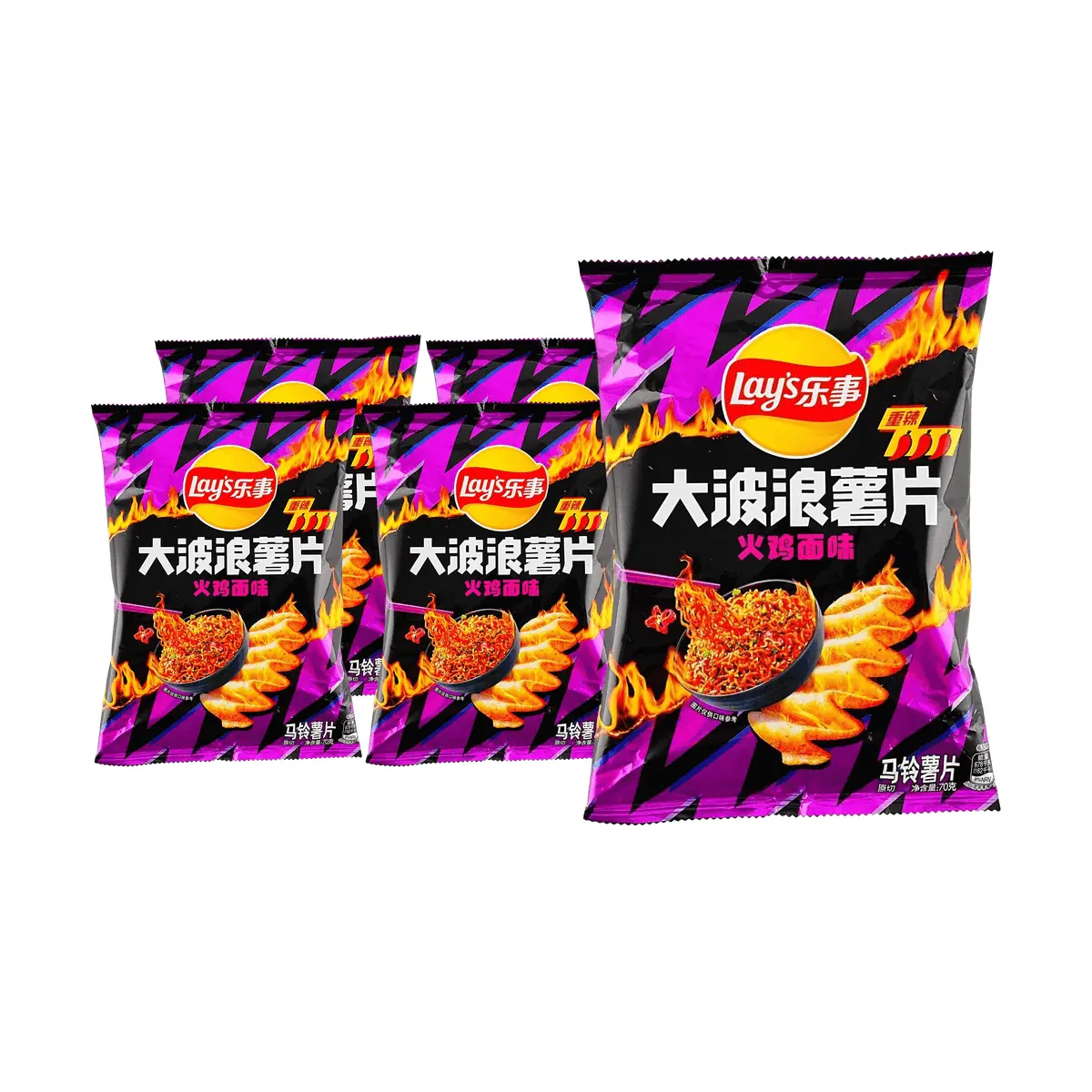 Lay's China Flavor Potato Chips - Turkey Flavor Big Wave Crisps 70g x 5 Pack - Spicy & Thick Cut
