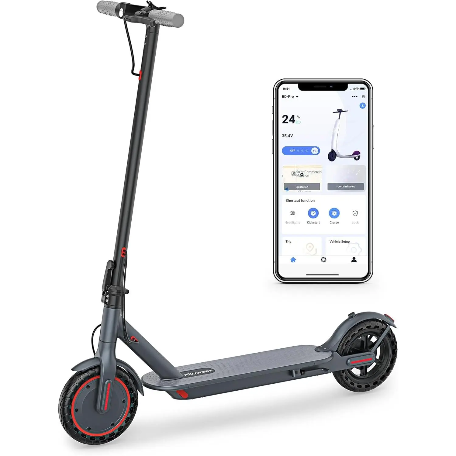 Electric Scooter, 19/22Mph, 8.5"/10" Tires, 350W/500W Motor, 21-52 Miles Range, 280-608Wh Battery, Scooter for Adults with Dual Suspension & Brakes