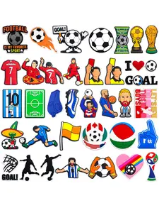 36pcs Football Series Shoe Charms Set For Bubble Slides Clogs Sandals,PVC Shoe Decorations Accessories Buckle For Christmas Birthday Gifts, Decorative Shoe Accessories