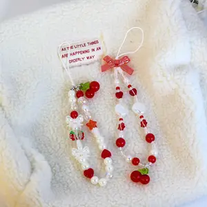 Cute Cherry/Bowknot Design Phone Chain, Handmade Beaded Phone Lanyard, Fashion Phone Strap, Phone Charms for Women & Girls, Mobile Phone Decoration Accessories