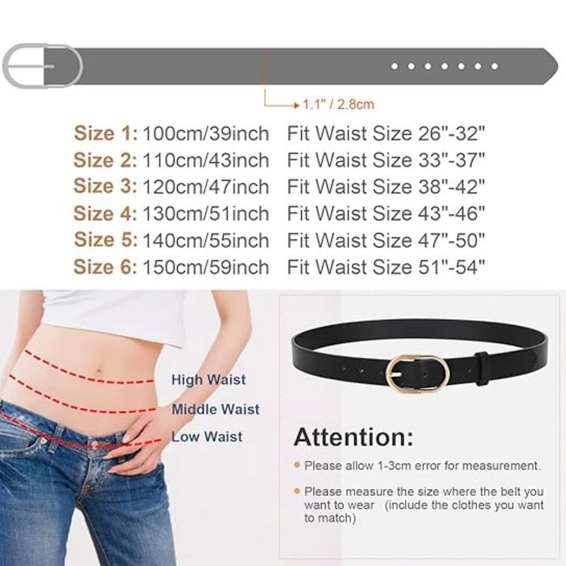 3pcs Handmade Women's Belts with Golden-Tone Metal Buckles - Black, White & Brown Belts