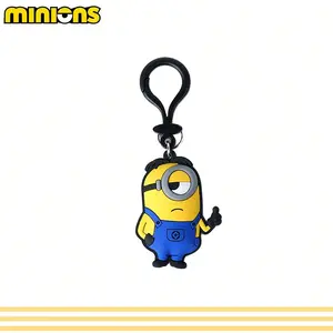 1PC Minions Officially Licensed Minions Stuart Soft Touch Bag Clip Keychain Adorable Key Ring for Fans Collectors and Everyday Use Decorative Key Chain Accessory