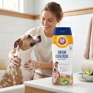 Deodorizing Dog Shampoo with Baking Soda for Odor Control, Tearless Moisturizing Formula for Sensitive Skin, Fresh Kiwi Blossom Scent, Safe for Dogs and Puppies, 20 Fl Oz