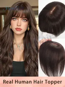 Women's Real Hair Wig with Bangs, Human Hair Topper, Upgraded Quality, Suitable for Daily Wear and Fashion Styling, High-Quality Women's Wig