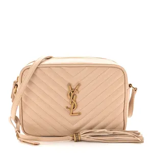 Pre-owned Yves Saint Laurent Leather Crossbody Bags Calfskin Matelasse Monogram Lou Camera Bag Dark Beige