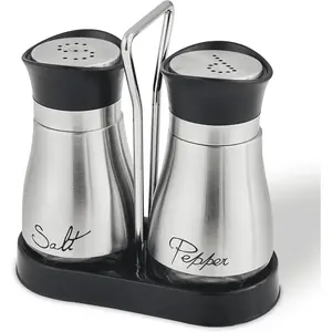 Stainless Steel Seasoning Shaker Set with Storage Stand, Table-Tidying Kitchen Utensil for Daily Meals, Camping BBQs